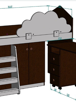 Кровать - чердак с столом