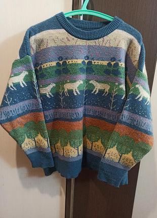 Теплый винтажный свитер на 46-48 р