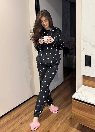 Плюшевая пижамка черная беж белая