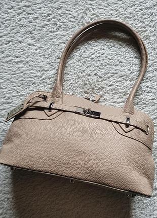 Кожаная сумка багет marc picard бежевая сумка из натуральной кожи