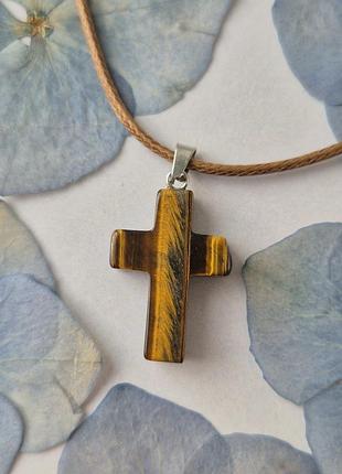 Крестик из камня - тигровый глаз 🧡