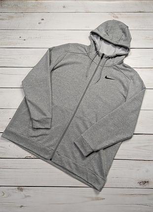 Мужская серая зип худи nike оригинал кофта с капюшоном найк толстовка