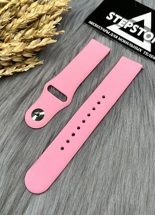 Ремешок 20 mm для samsung galaxy watch 4 44 mm мм силиконовый однотонный на кнопке 22. candy pink