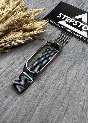 Ремінець браслет мілансова петля для xiaomi mi band 5 m5 металевий універсальний milanese loop 4. хамелеон