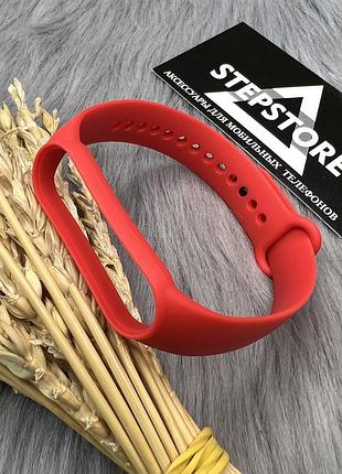 Ремінець силіконовий для xiaomi mi band 5 браслет m5 однотонний кольоровий 12. червоний яскравий