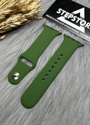Ремешок s-m силиконовый для apple watch 38 40 41 мм series 1 2 3 4 5 6 7 se браслет однотонный цветный 12. army green