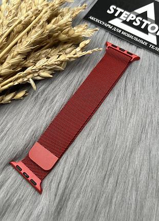 Браслет ремешок миланская петля apple watch 38 40 41 42 mm series 1 2 3 4 5 6 7 8 9 10 11 se металлический 13. red