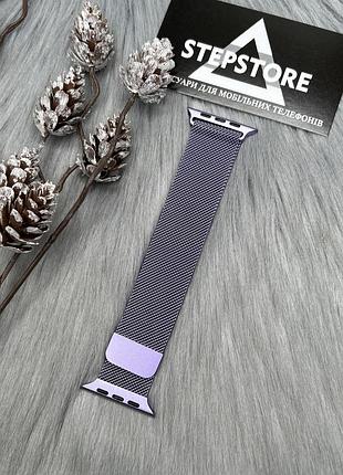 Ремешок миланская петля milanese loop для apple watch 42 44 45 46 49 ultra мм series 2 3 4 5 6 7 8 9 10 11 se браслет метал 9. viola