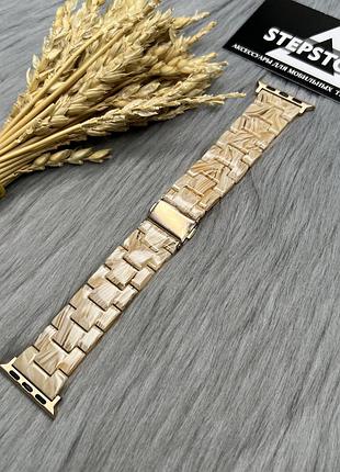 Браслет ремешок мраморный для apple watch 38 40 41 mm series 1 2 3 4 5 6 7 se пластиковый 12. золотистый