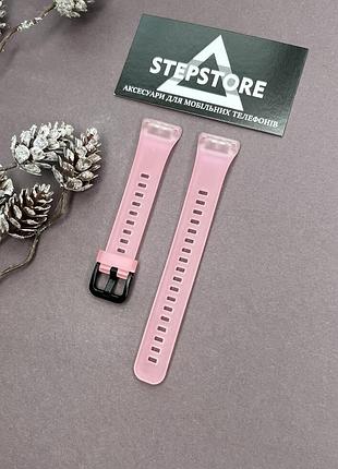 Ремінець силіконовий для huawei band 6/honor band 6 напівпрозорий матовий кольоровий класичний застібка 6. рожевий