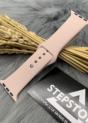 Ремешок s-m силиконовый для apple watch 42 44 45 49 ultra mm series 1 2 3 4 5 6 7 se браслет 26. пудровый