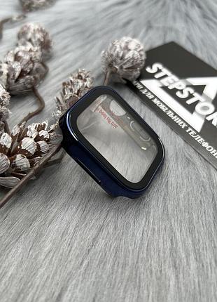 Чохол бампер 360 для apple watch 41 mm мм квадратний series 7 8 захисне скло протиударний 3. синий глянцевый