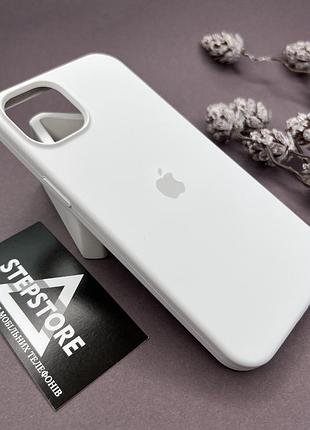Чехол для iphone 15 plus silicone case квадратный с микрофиброй закрытым низом силиконовый 19. белый (white)