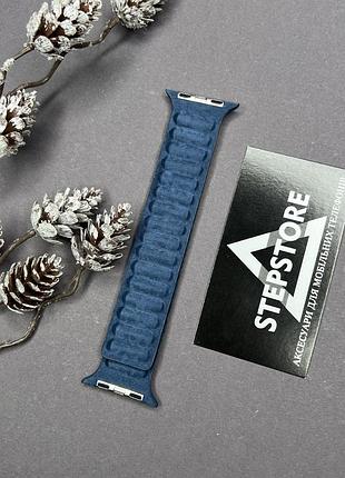 Ремінець finewoven для apple watch 42 44 45 49 ultra mm mm series 2 3 4 5 6 7 se магнітна застібка синий (pacific blue)