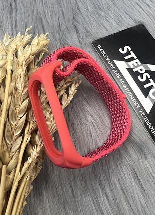 Ремешок нейлоновый для amazfit band 5 тканевый спорт луп на липучках m6 8. watermellon