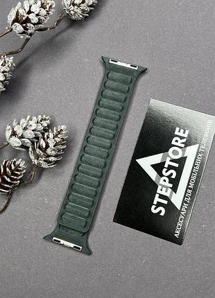 Ремінець finewoven для apple watch 42 44 45 49 ultra mm mm series 2 3 4 5 6 7 se магнітна застібка зеленый (evergreen)