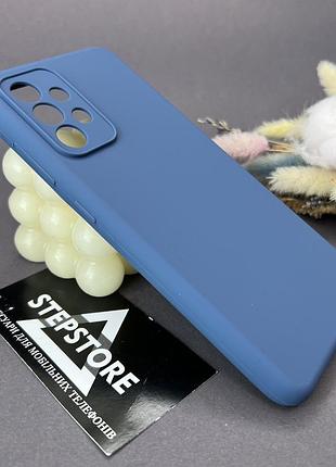 Чохол silicone case для samsung a52 (а525) з мікрофіброю протиударний силіконовий люкс soft touch синій (blue cobalt)