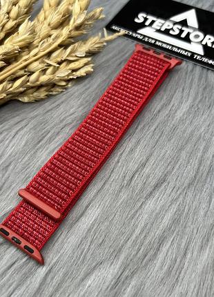 Ремешок нейлоновый для apple watch 38 40 41 mm мм series 2 3 4 5 6 7 se nylon тканевый smart 18. красный
