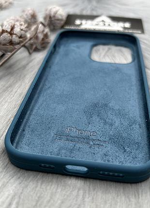 Чехол silicone case cover full для iphone 13 6.1 с микрофиброй силиконовый противоударный 8. сине-зеленый (cosmos blue) 3