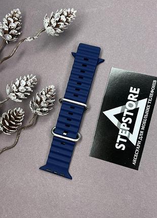 Ремінець силіконовий для apple watch 38 40 41 мм series 1 2 3 5 6 7 se на ocean loop браслет темно-синій