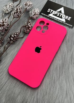 Чехол силиконовый silicone case cover full camera 360 для iphone 12 pro 6.1 противоударный с микрофиброй soft 11. фуксия (barbie pink) 2