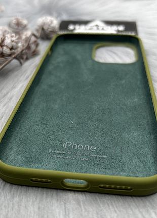 Чехол silicone case для iphone 12 pro max с закрытым низом микрофиброй силиконовый противоударный 8. болотный (army green) 2