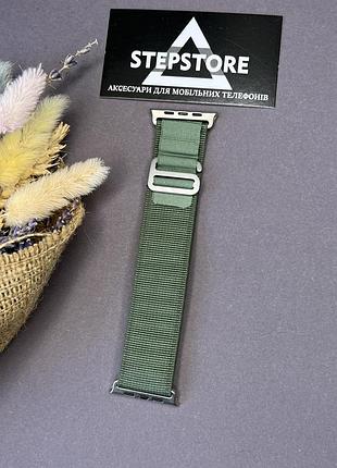 Ремешок alpine loop для apple watch 42 44 45 49 ultra mm мм series 2 3 4 5 6 7 se тканевый 11. зеленый
