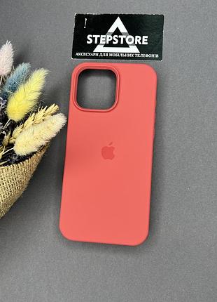 Чехол для iphone 16 pro max silicone case с микрофиброй закрытым низом силиконовый противоударный бледно-красный (camelia) 3