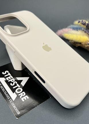 Чехол для iphone 16 pro silicone case с микрофиброй закрытым низом силиконовый противоударный 31. светло-серый (stone)