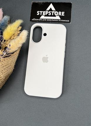 Чехол для iphone 16 plus silicone case с микрофиброй закрытым низом силиконовый противоударный 29. белый (white) 2