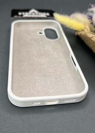 Чехол для iphone 16 plus silicone case с микрофиброй закрытым низом силиконовый противоударный 29. белый (white) 3