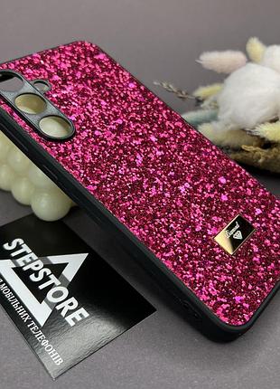 Чохол для samsung a55 (а556) з блискітками закрита камера протиударний жіночий bling рожевий