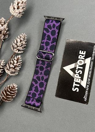 Ремешок elastic nylon для apple watch 38 40 41 mm мм series 2 3 4 5 6 7 se тканевый нейлоновый 8. леопардовый (фиолетовый)