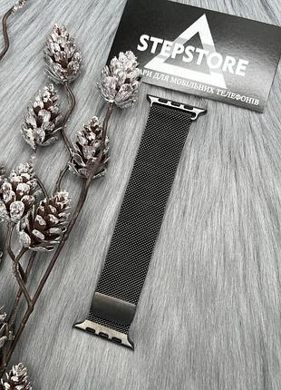 Ремешок миланская петля milanese loop для apple watch 42 44 45 46 49 ultra мм series 2 3 4 5 6 7 8 9 10 11 se браслет метал 4. темно-серый