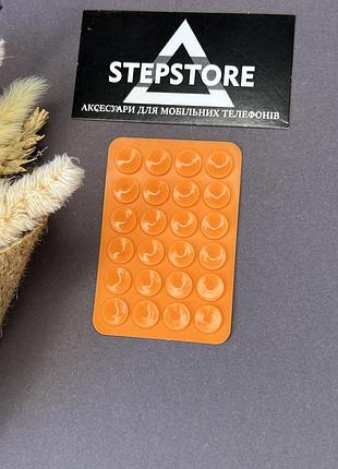 Тримач-присосок для телефона силіконова липучка на клейкій основі ліпер прямокутний 10. жовтогарячий
