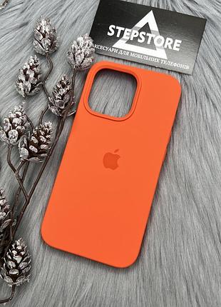Чехол silicone case cover full для iphone 13 6.1 с микрофиброй силиконовый противоударный 39. оранжевый (apricot) 3