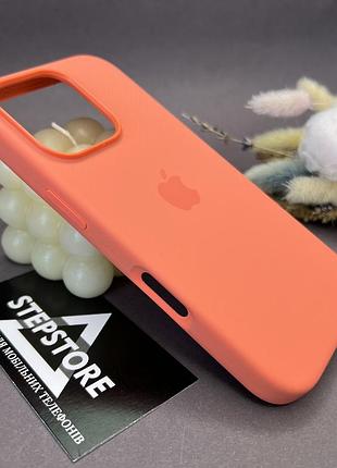Чохол silicone case для iphone 16 pro max з magsafe без швів із закритим низом 9. кораловий (tangerine)