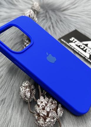 Чехол для iphone 14 pro (6.1) silicone case cover full 360 квадратный с микрофиброй закрытым низом силиконовый 8. синий (shiny blue)