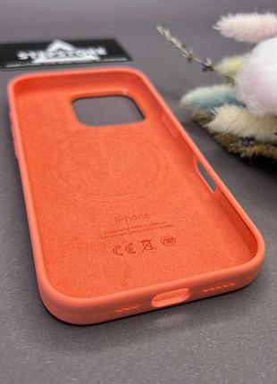 Чехол silicone case для iphone 16 pro max с magsafe без швов с закрытым низом 9. кораловый (tangerine) 2