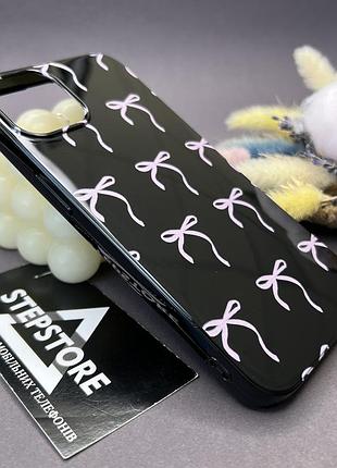 Чехол для iphone 13 с принтом бантики глянцевый силиконовый противоударный черный 2