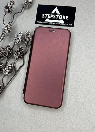 Чехол книжка 360 для oppo a58 кожаная с кармашком визитница с подставкой бордовый