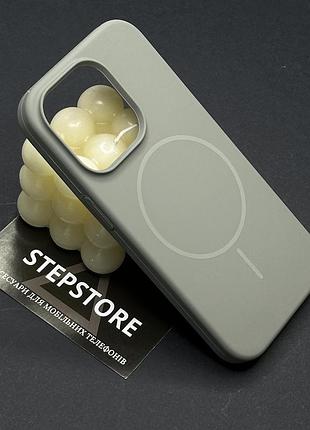 Чехол для iphone 14 pro colorful case из magsafe квадратный с микрофиброй закрытым низом силиконовый 2. серый