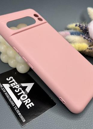 Чохол для google pixel 8 pro силіконовий з мікрофіброю матовий протиударний пудровий