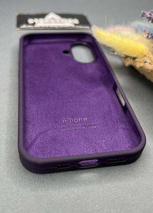 Чехол для iphone 16 plus silicone case с микрофиброй закрытым низом силиконовый противоударный 3. фиолетовый (deep purple) 2