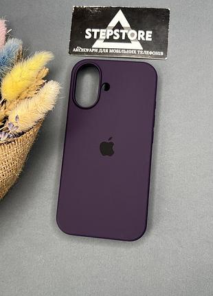Чехол для iphone 16 plus silicone case с микрофиброй закрытым низом силиконовый противоударный 3. фиолетовый (deep purple) 3