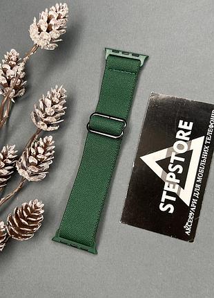 Ремешок elastic nylon для apple watch 42 44 45 49 ultra mm мм series 2 3 4 5 6 7 se тканевый нейлоновый 3. зеленый