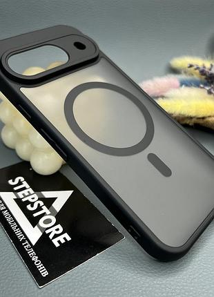 Чехол для google pixel 9 с magsafe матовый прозрачный противоударный с цветным ободком магнитный