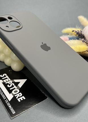 Чехол silicone case для iphone 15 plus full camera с микрофиброй закрытым низом камерой силиконовый 2. темно-серый (dark gray)