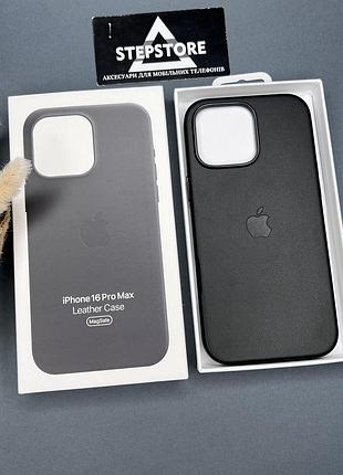 Чехол leather case для iphone 16 pro max с magsafe с анимацией под кожу с закрытым низом 4