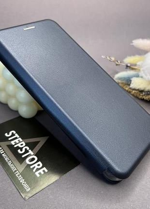 Чохол книжка для samsung a16 (а165) шкіряний із підставкою візитницею протиударний темно-синій